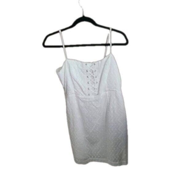 FOREVER 21 Twee Coquette White Eyelet Ladies Mini Dress size LARGE - Picture 2 of 9